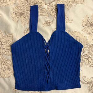 Silence + Noise Royal Blue Ribbed Corset Top – Size M